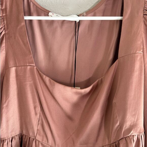 Mustard Seed Square Neck Puff Sleeve Peplum Top Rosette NWT - Picture 5 of 13